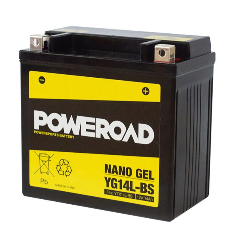 YG14L-BS Non-DG Nano Gel Battery Poweroad. Alt: YTX14LBS (CYG14LBS)