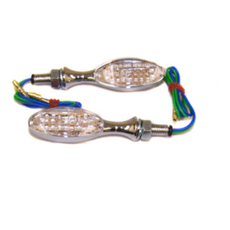 Whites Flasher Universal LED Teardrop Chrome (Pair)