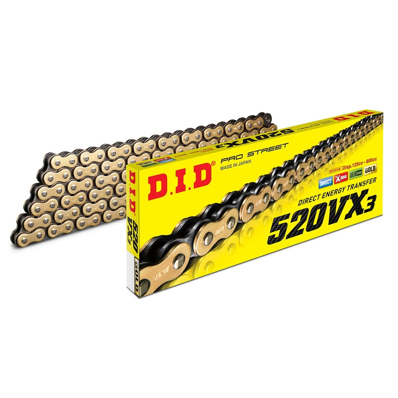 520VX3 x 118FB G&B X'Ring solid bush chain w/clip link DID (520VX3118G)