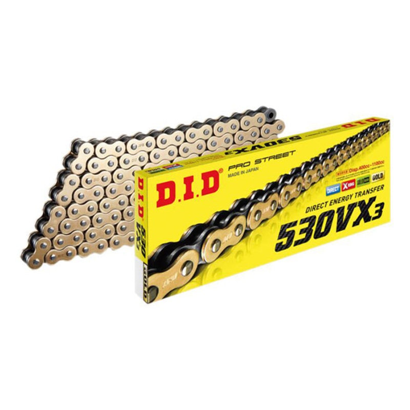 530VX3 x 110ZB G&B X'Ring solid bush chain w/ ZJ rivet link DID (530VX3110G)