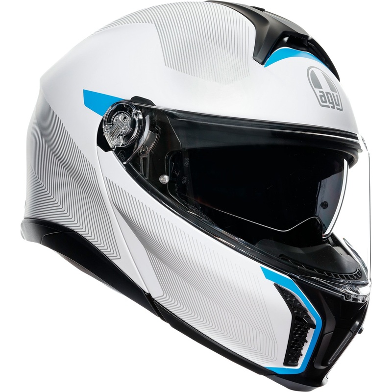 AGV 0100-2254 211251F2OY00616 Tourmodular Frequency Helmet Tourmodular Helmet - Frequency - Light Gray/Blue - 2XL