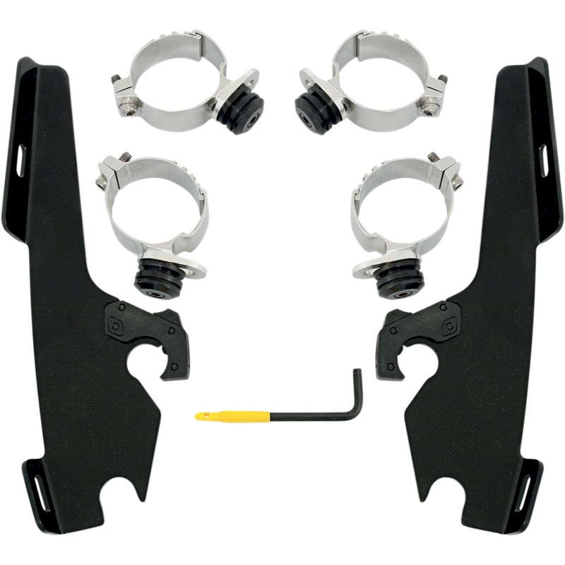 MEMPHIS SHADES 2321-0276 MEB1960 Fats/Slim Windshield Trigger-Lock Complete Mount Kit Fats/Slim Trigger Lock Mounting Kit - Fury - Black