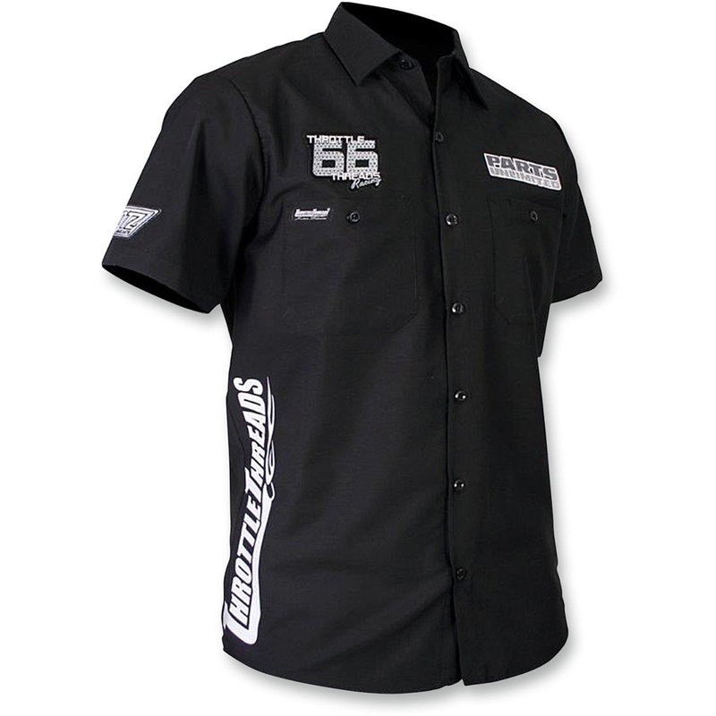 THROTTLE THREADS 3050-2979 TT430S24BKXR Throttle Threads Snow Monochrome Shop Shirt Throttle Threads Snow Shop Shirt - Black - XL