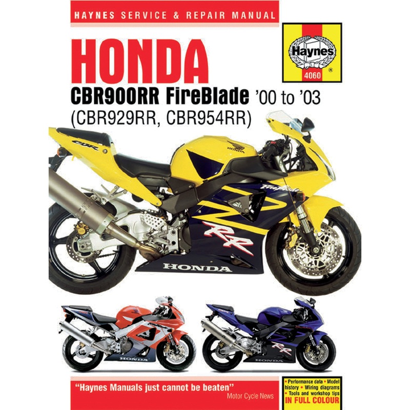 HAYNES 4201-0105 M4060 Motorcycle Repair Manual  Honda, Motorcycle Manual - Honda CBR929/954