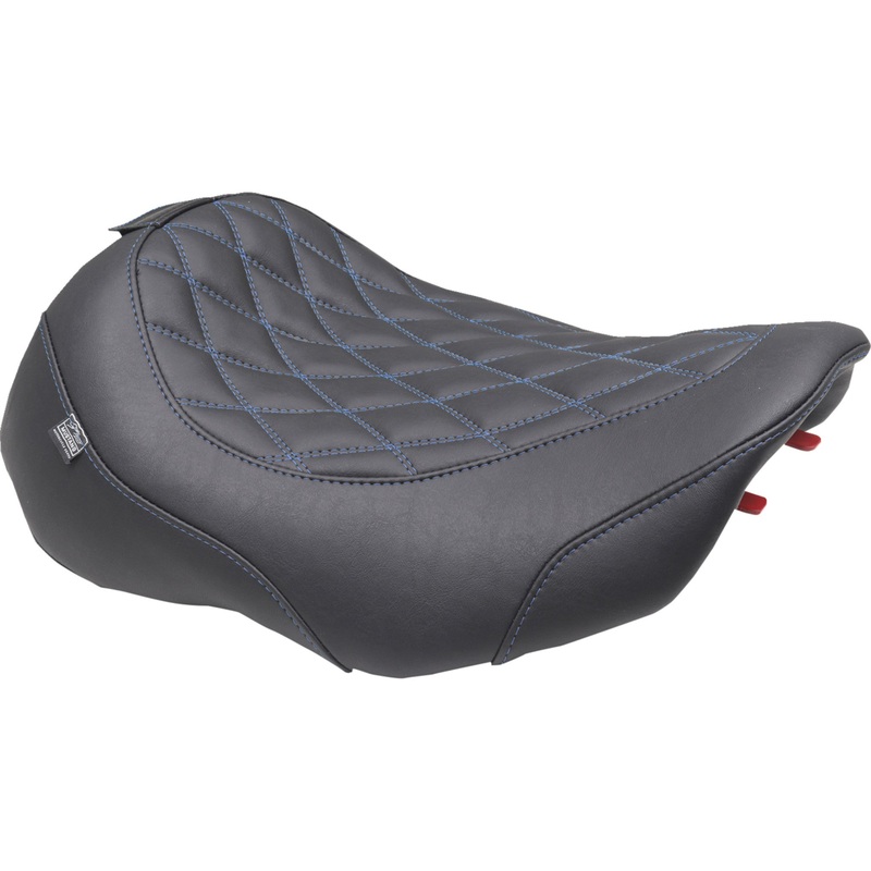 MUSTANG 0801-2026 89503SB Wide Tripper Solo Seat Wide Tripper Seat - Solo - Dark Brown/Sky Blue Stitching - FLT/FLH '23-'25