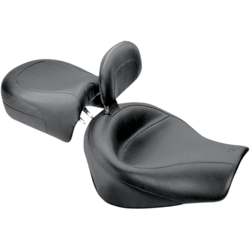 MUSTANG 0810-0494 79141 Vintage Wide Touring Seat With Driver Backrest Seat - Vintage - Wide - Touring - With Driver Backrest - Two-Piece - Smooth - Black - Valkyrie