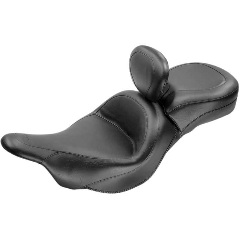 MUSTANG 0810-0854 79631 Vintage Wide Touring Seat With Driver Backrest Seat - Vintage - Wide - Touring - With Driver Backrest - One-Piece - Smooth - Black - Vulcan