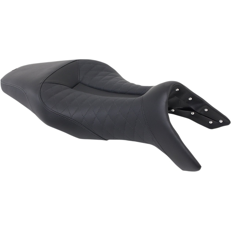 SADDLEMEN 0810-1691 0810-Y137 Track Lattice Stitch Seat  2-Up Seat Track Seat - Lattice Stitch - Black - FZ09 '14-'19