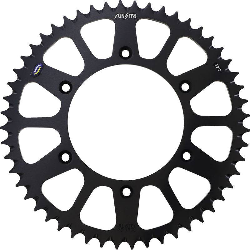 SUNSTAR SPROCKETS 1211-1109 5-354752BK Aluminum Rear Sprocket Rear Sprocket - 52 Tooth - Works/Black