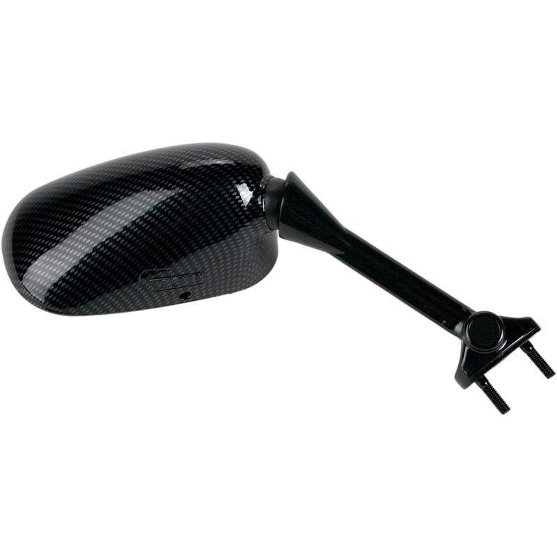EMGO 0640-0375 20-43033 Carbon Fiber Mirror Mirror - Side View - Black/Carbon Fiber - Rectangle - Right - Kawasaki
