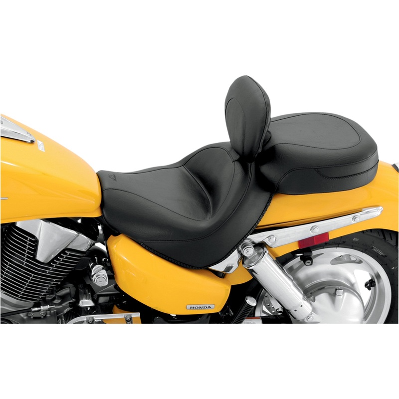 MUSTANG 0810-0676 79561 Vintage Wide Touring Seat With Driver Backrest Seat - Vintage - Wide - Touring - With Driver Backrest - Two-Piece - Smooth - Black - VTX1300