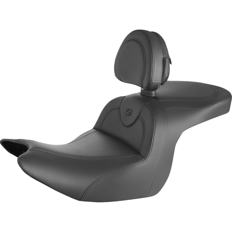 SADDLEMEN 0810-2343 H18-07-187BR RoadSofa Seat with backrest - black w/ black stitching - gl1800 '18-'23
