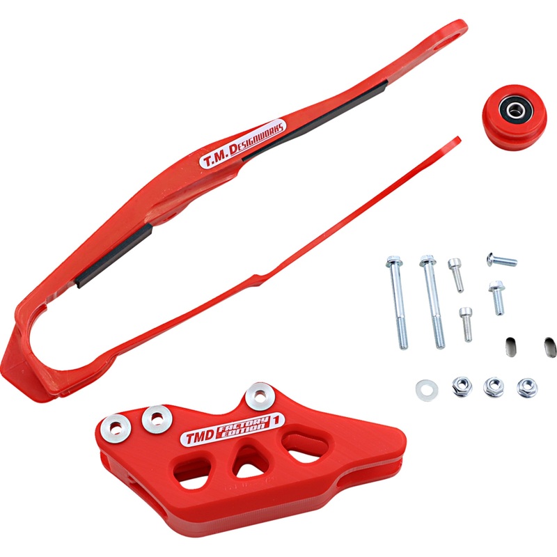 T.M. DESIGNWORKS 1231-1319 DCK-OR4-RD Chain Guide and Slider Kit Chain Guide/Slider - Honda - Red