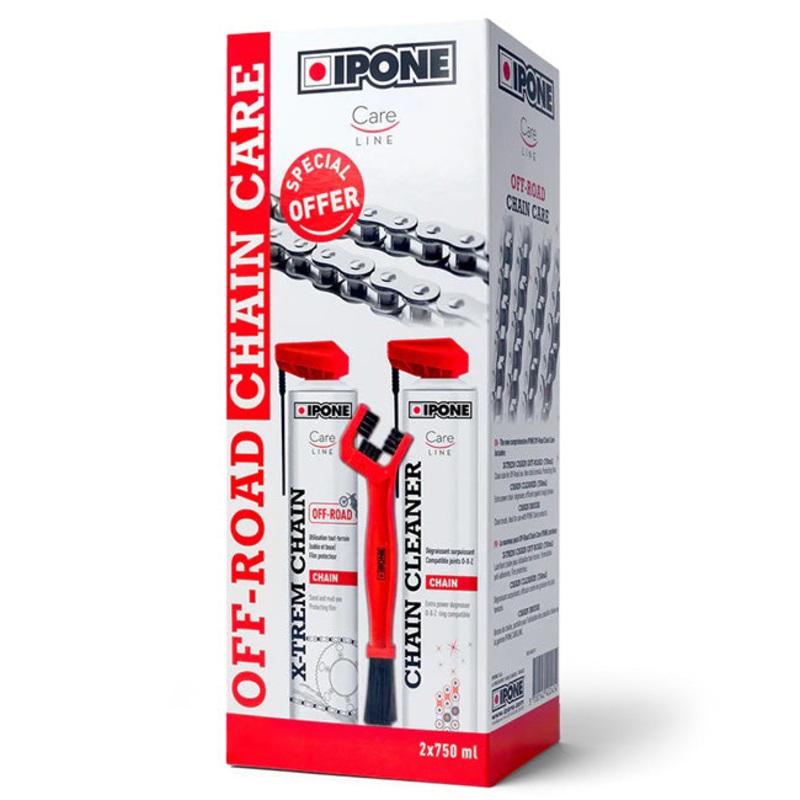 Off-Road Chain Care Kit - 750ml Cleaner/ 750ml Lube/ Brush IPONE. DG ^ (800737)