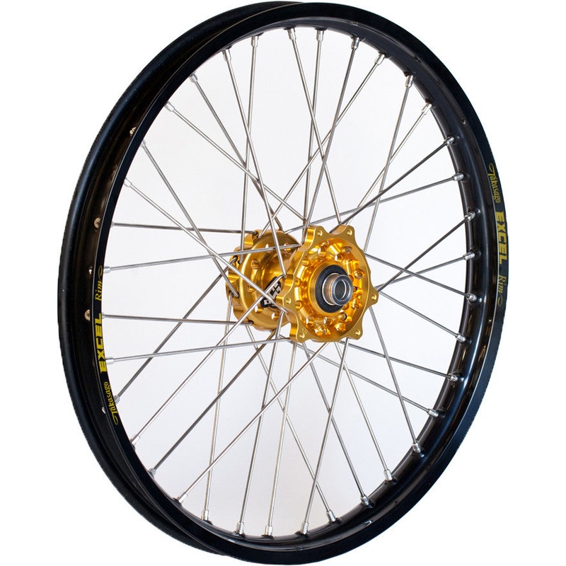 DUBYA FRONT WHEEL 1.60 X 21 GOLD HUB BLACK RIM 56-3104GB