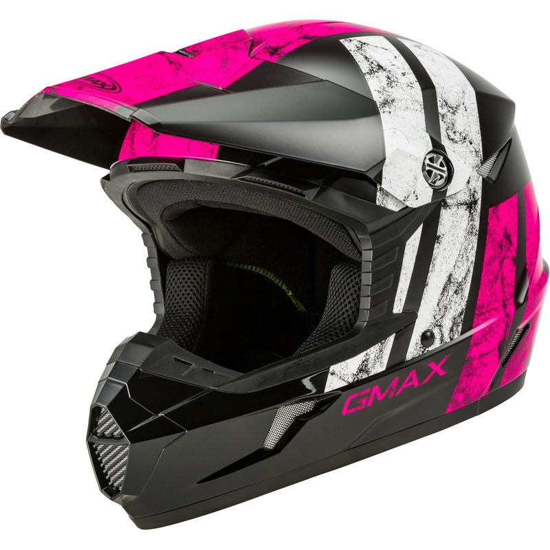 GMAX YOUTH MX-46Y OFF-ROAD DOMINANT HELMET BLACK/PINK/WHITE YM G3464401