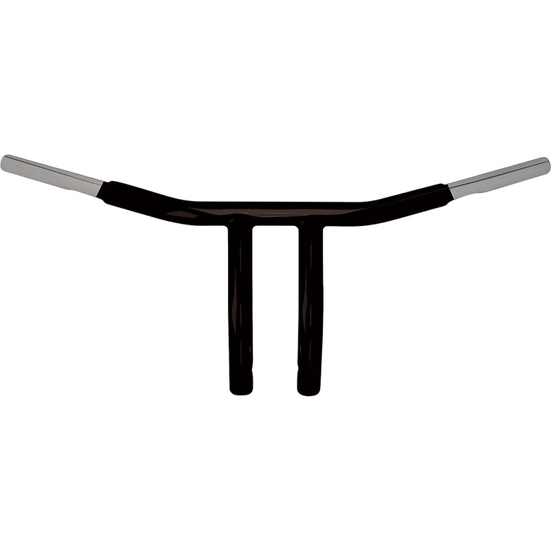 WILD 1 CHUBBY DRAG BAR 8" BUILTIN PULLBACK RISERS BLK WO501B