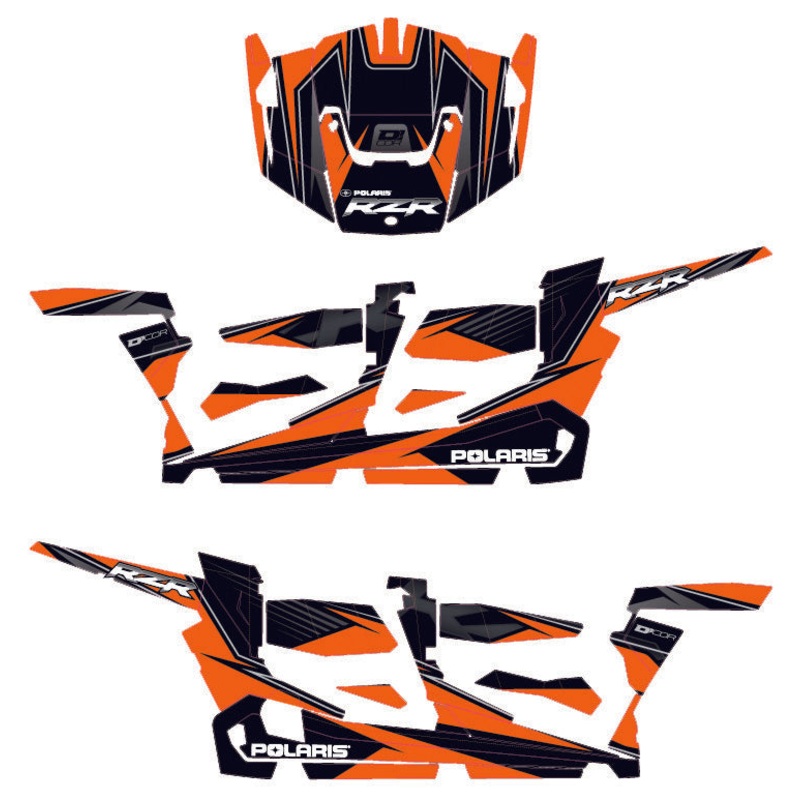 D'COR POL RZR4 COMPLETE GRAPHIC KIT ORANGE/BLACK 20-60-115
