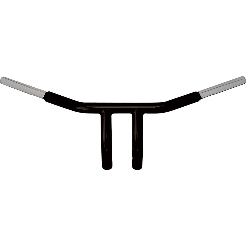 WILD 1 CHUBBY DRAG BAR 6" BUILTIN PULLBACK RISERS BLK WO500B