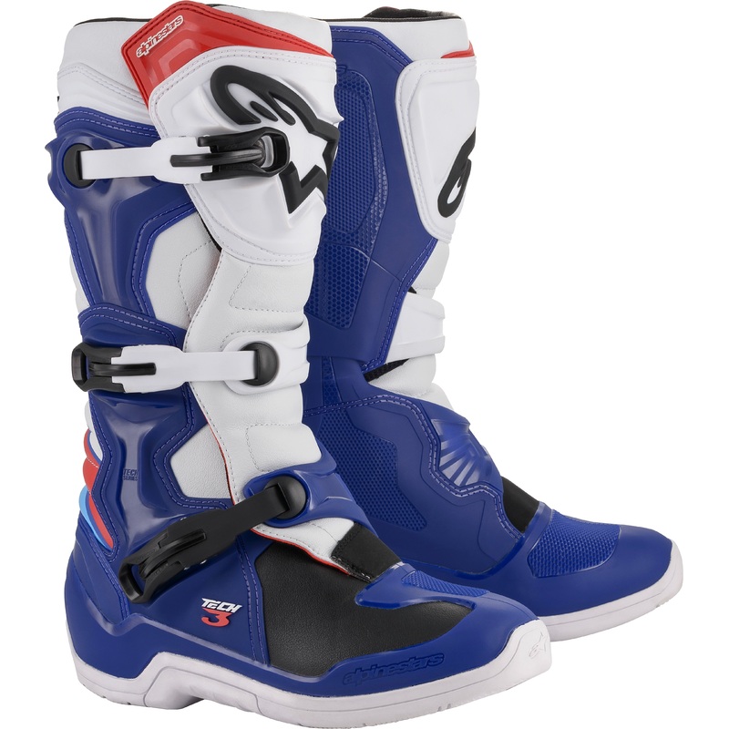 ALPINESTARS TECH 3 BOOTS BLUE/WHITE/RED SZ 10 2013018-723-10
