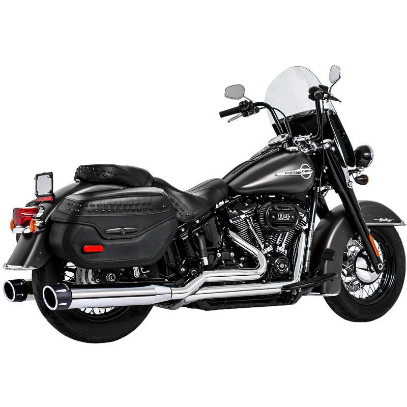 FREEDOM COMBAT DUALS 4.5" CHROME W/BLACK SCULPTD TIP M8 SOFTAIL HD00804