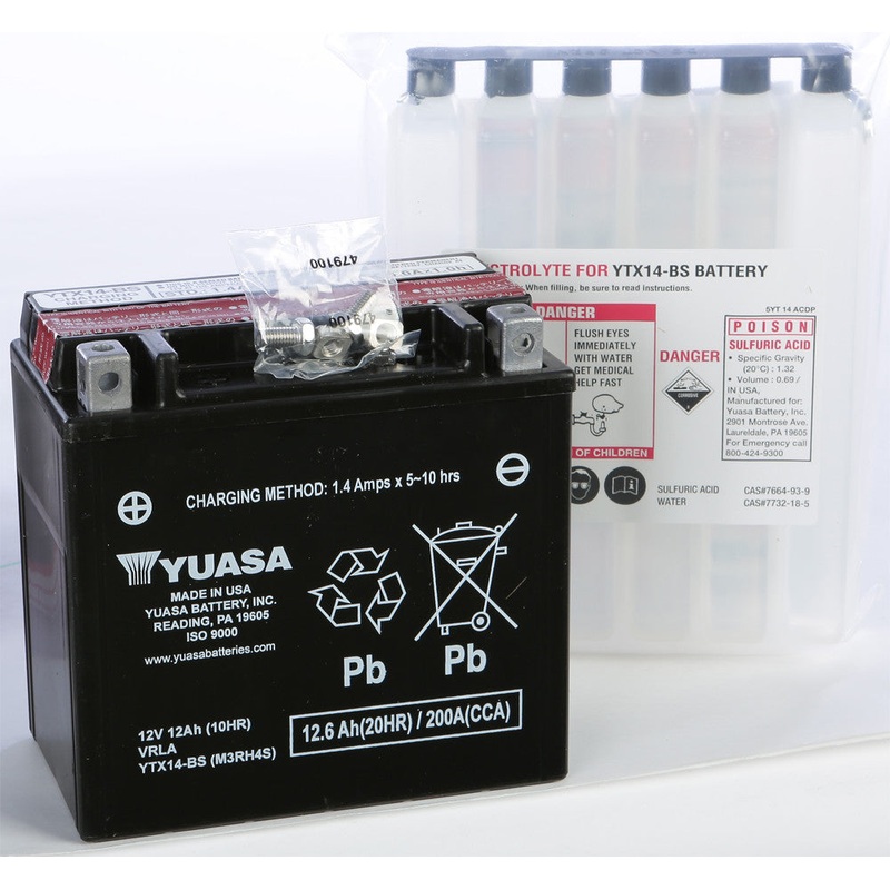 YUASA BATTERY YTX14-BS MAINTENANCE FREE YUAM3RH4S (PLT-144)