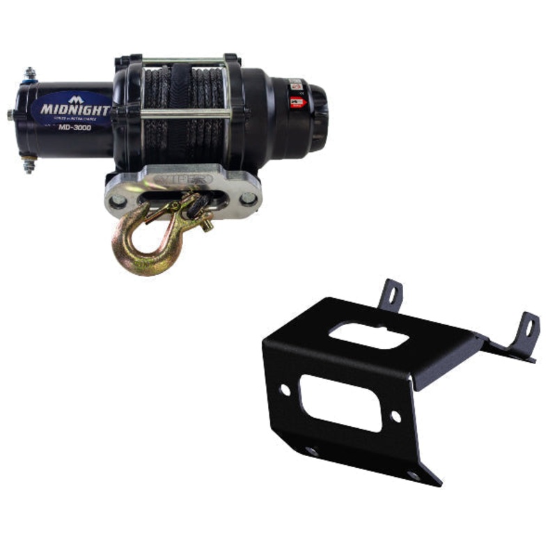 3000LB Viper Midnight Synthetic Rope Winch Kit For The Honda Rancher TRX420 FA** (Solid Axle ONLY)