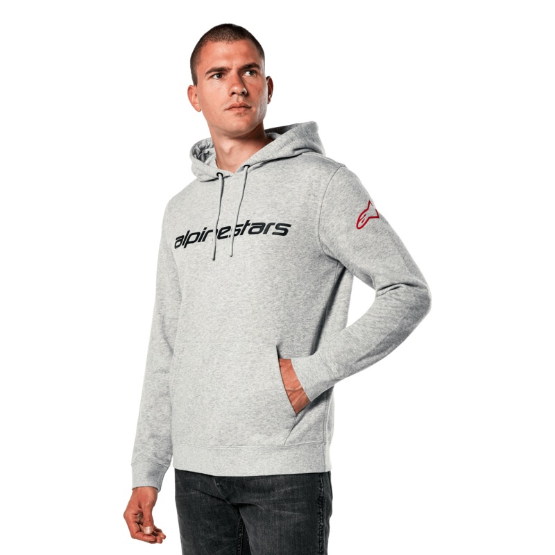 Alpinestars Linear Wordmark V3 Hoodie - Grey Heather/Red/Black