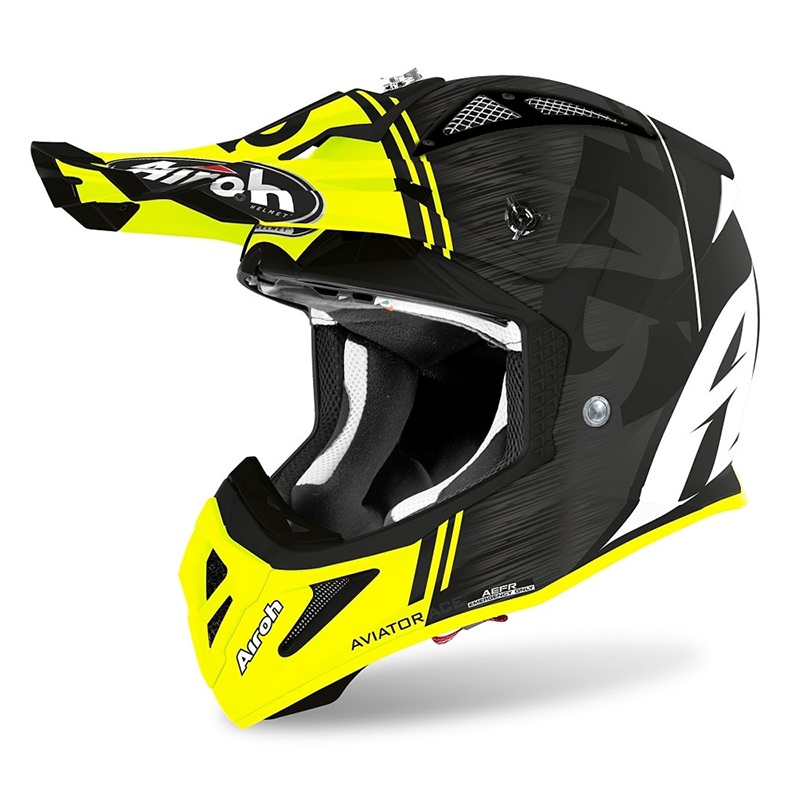 Airoh Aviator Ace Kybon Helmet - Yellow Matt  Black Vent
